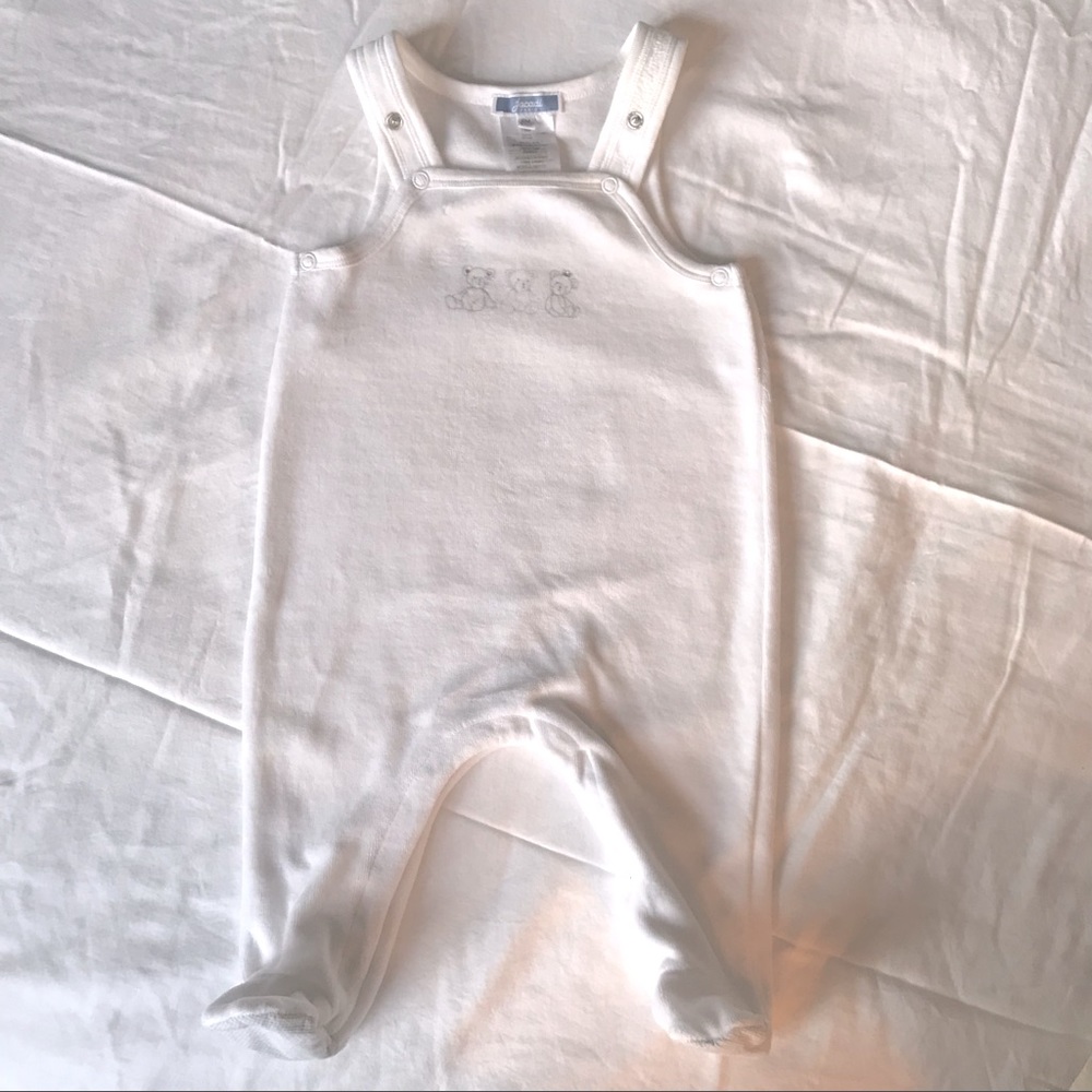 Jacadi white velour overall footie